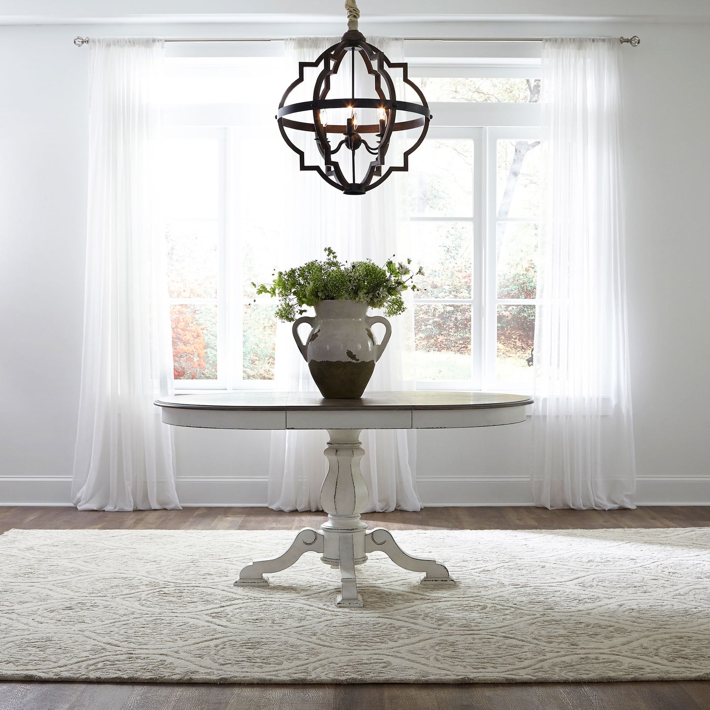 Magnolia Manor - Pedestal Table Set With Upholstered Chairs - Hornell Furniture Outlet