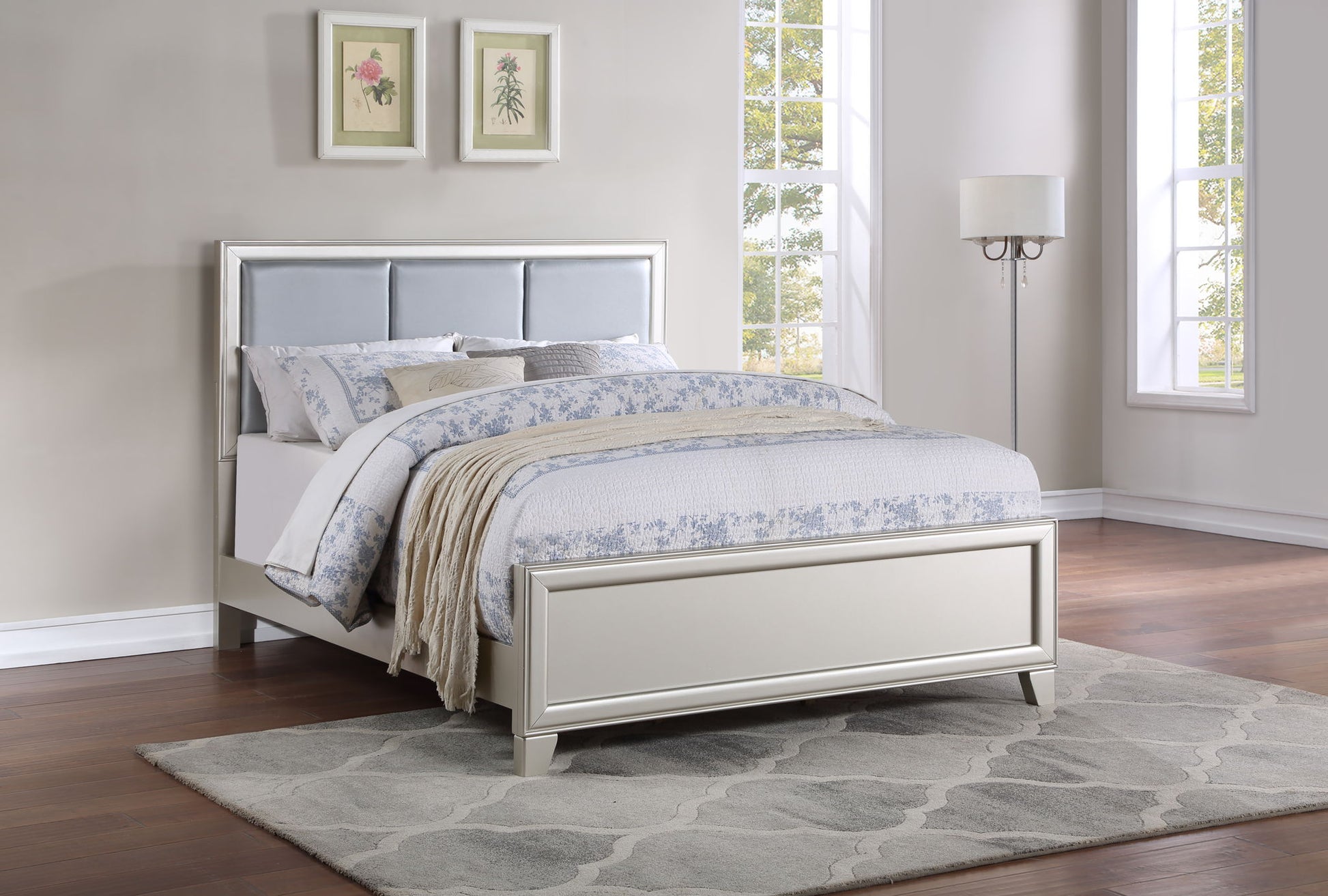 Omni - 6 Piece Queen Bedroom Set - Pearl Silver - Hornell Furniture Outlet