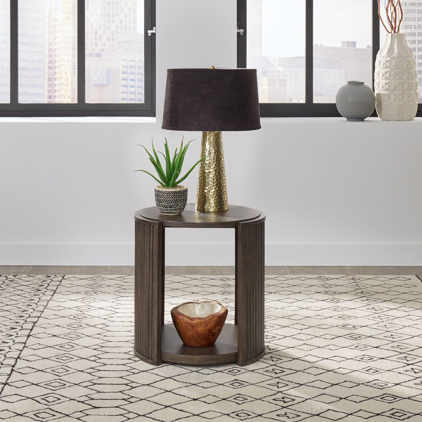 City View - Round End Table - Coffee Bean - Hornell Furniture Outlet