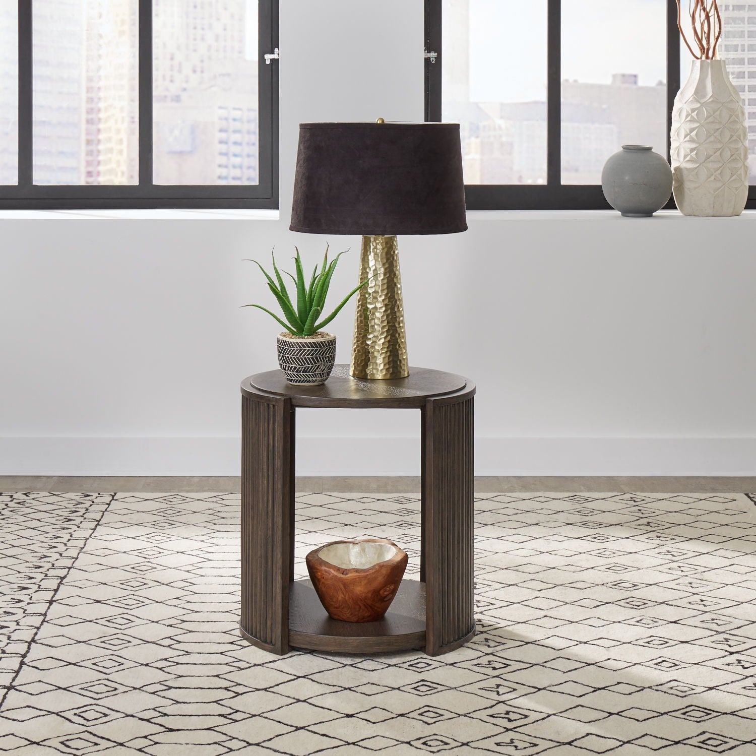 City View - Round End Table - Coffee Bean - Hornell Furniture Outlet