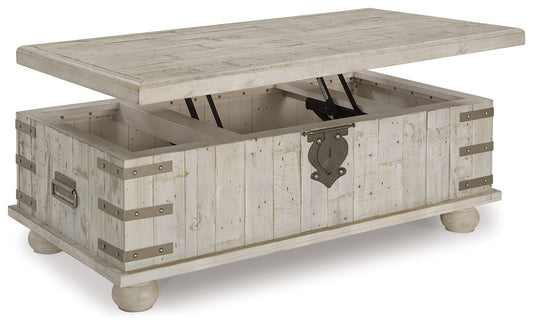 Carynhurst - Lift Top Cocktail Table - White Wash Gray - Hornell Furniture Outlet