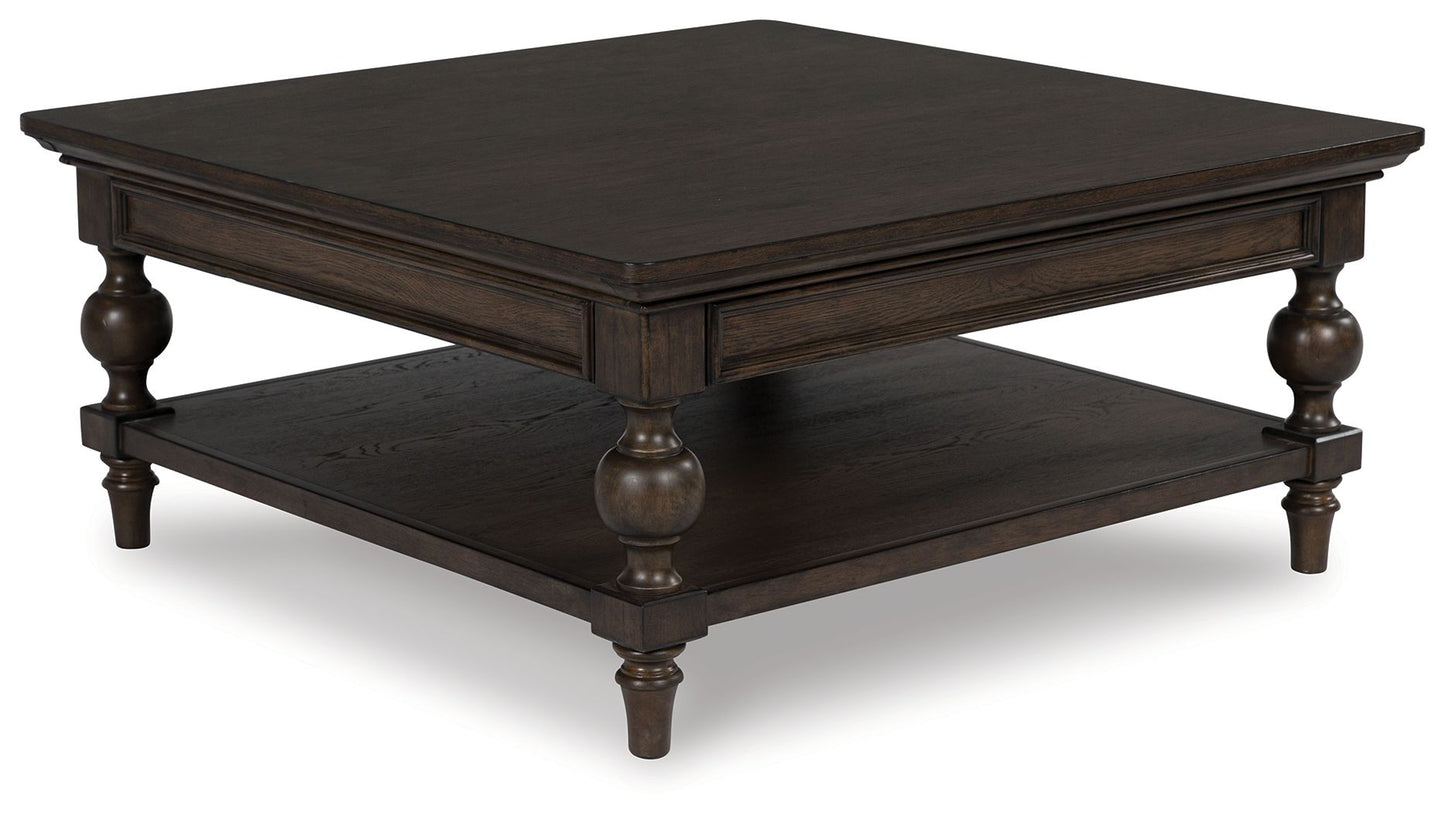 Veramond - Dark Brown - Square Cocktail Table - Hornell Furniture Outlet