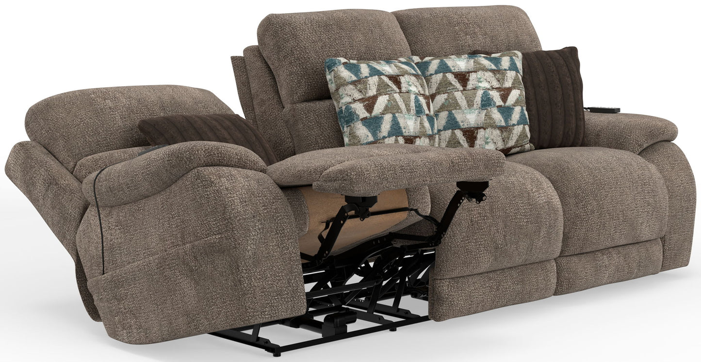 Joya - Zero Gravity Power Reclining Sofa With Power Adjustable Headrest And CR3 Heat/Massage/Lumbar - Mushroom - Hornell Furniture Outlet