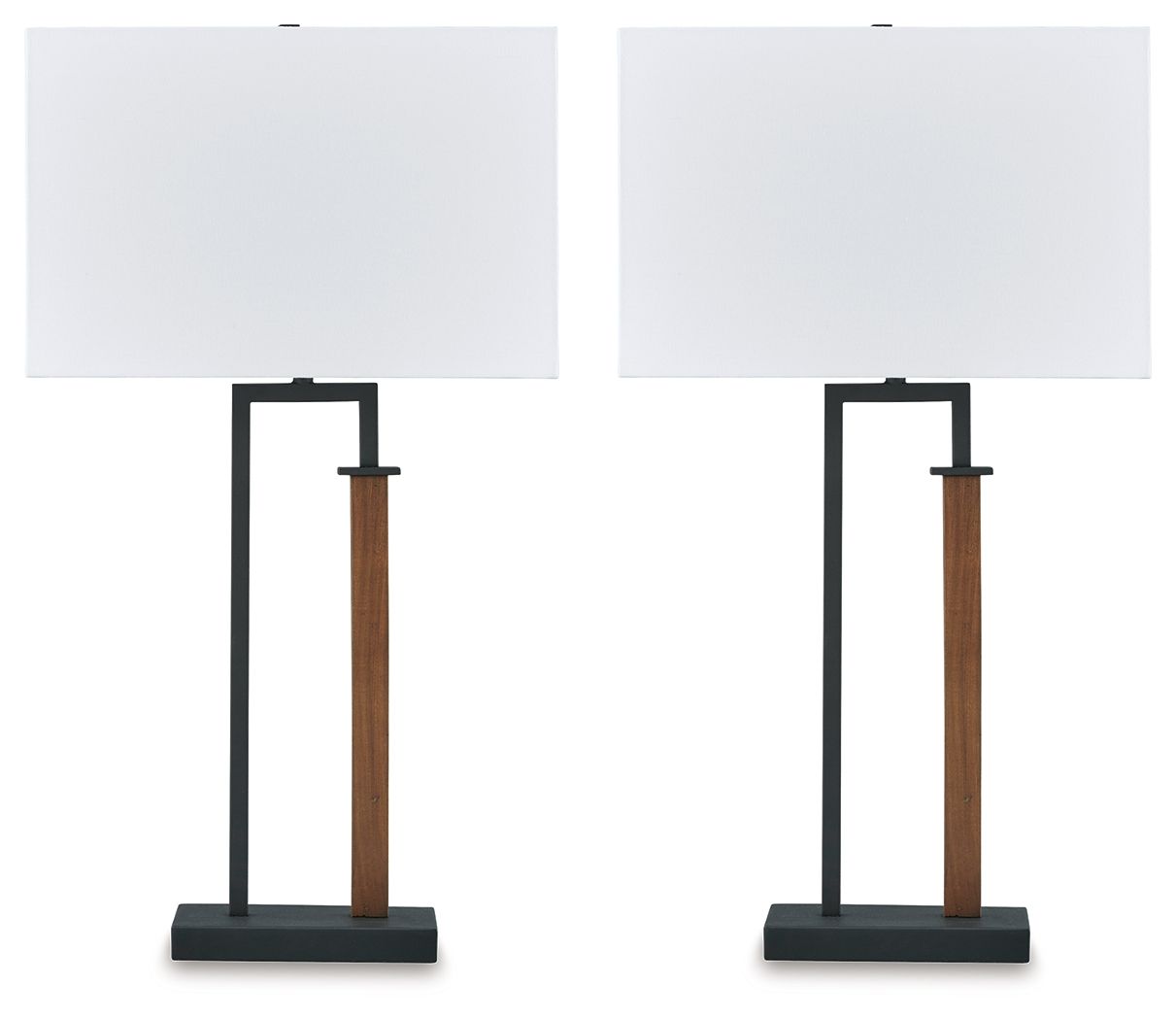 Voslen - Black / Brown - Metal Table Lamp (Set of 2) - Hornell Furniture Outlet