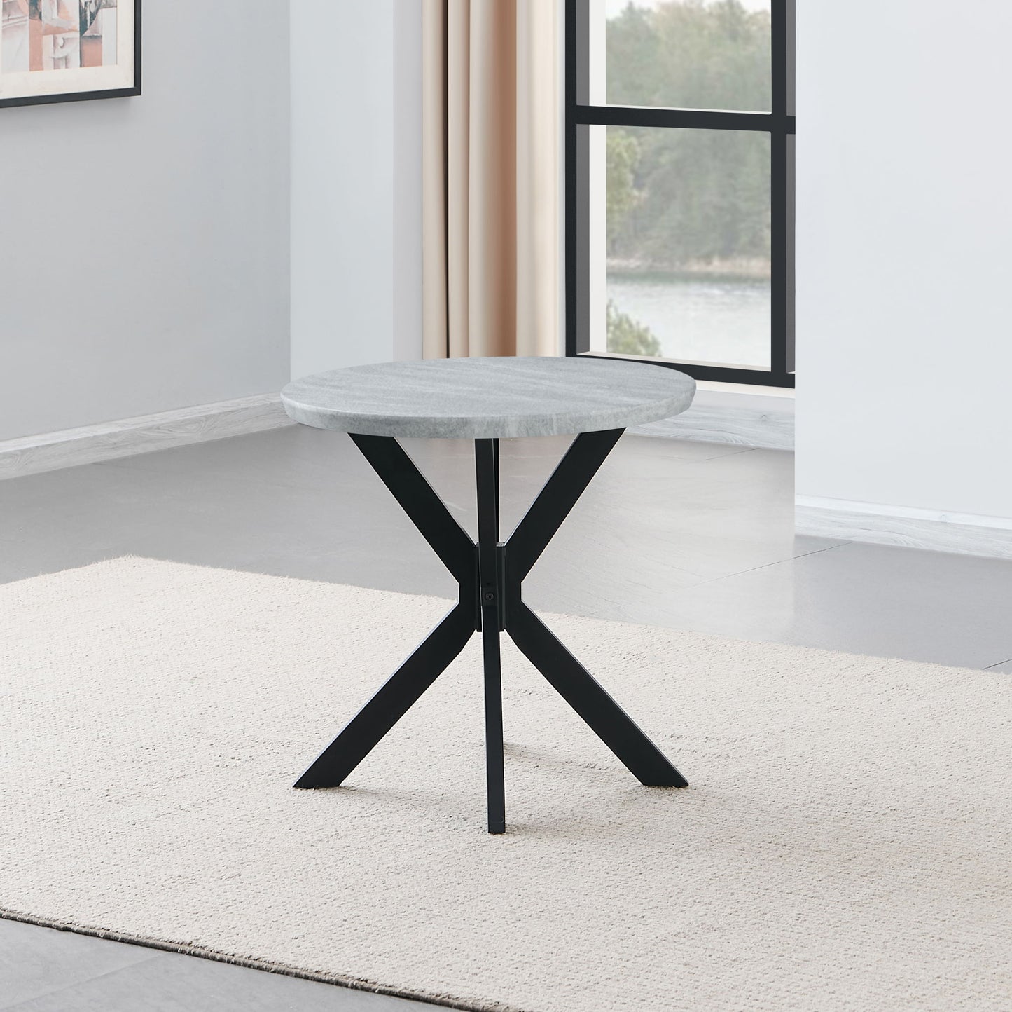 Keyla - Faux Marble Round End Table - Gray - Hornell Furniture Outlet