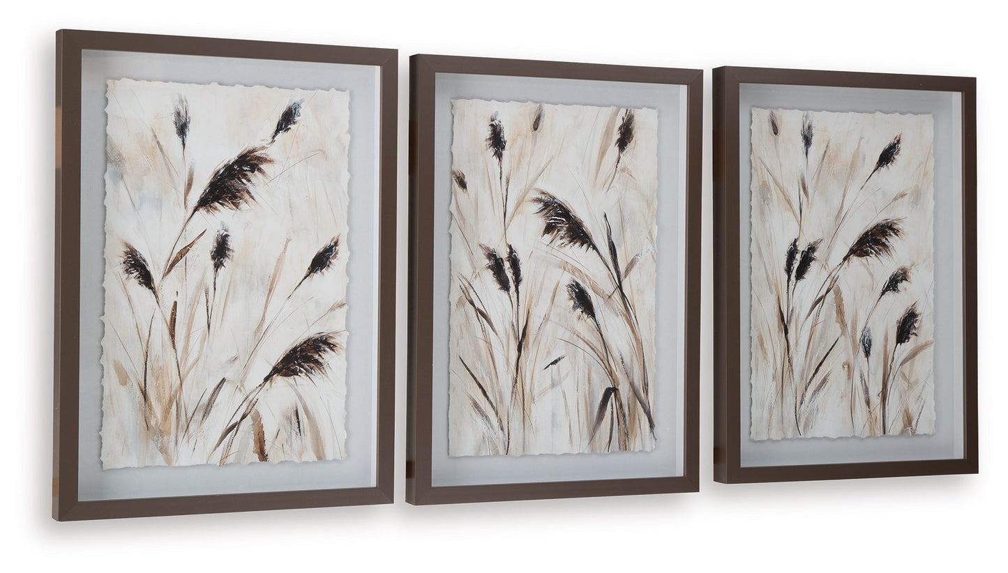 Honslow - Brown / Black / White - Wall Art Set (Set of 3) - Hornell Furniture Outlet
