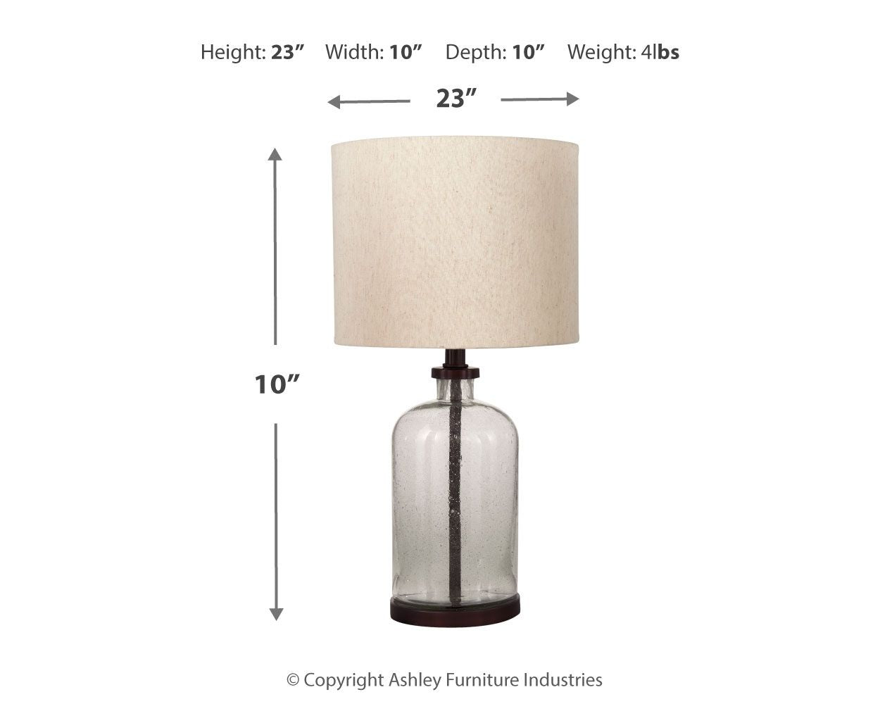 Bandile - Clear / Bronze Finish - Glass Table Lamp - Hornell Furniture Outlet