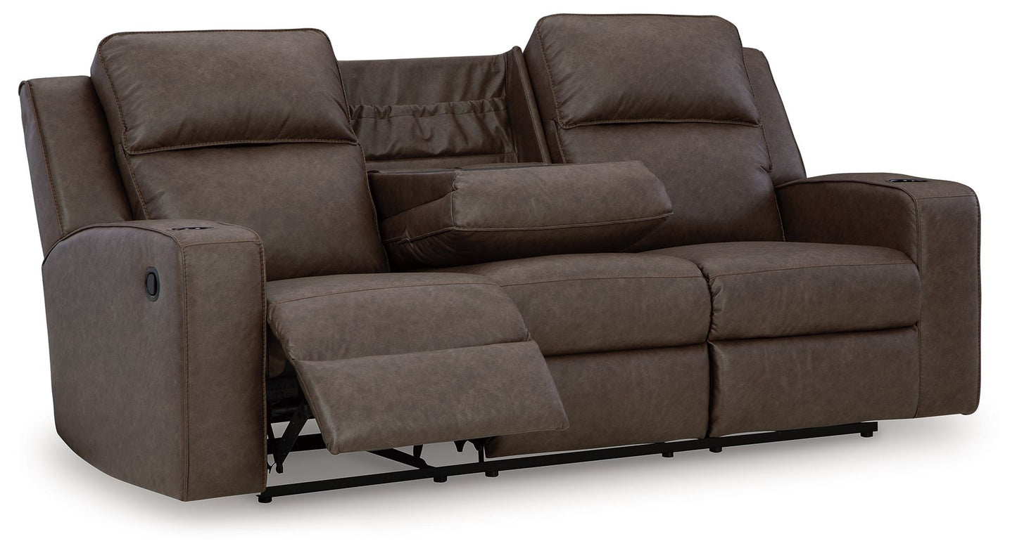 Lavenhorne - Granite - Rec Sofa W/Drop Down Table - Hornell Furniture Outlet