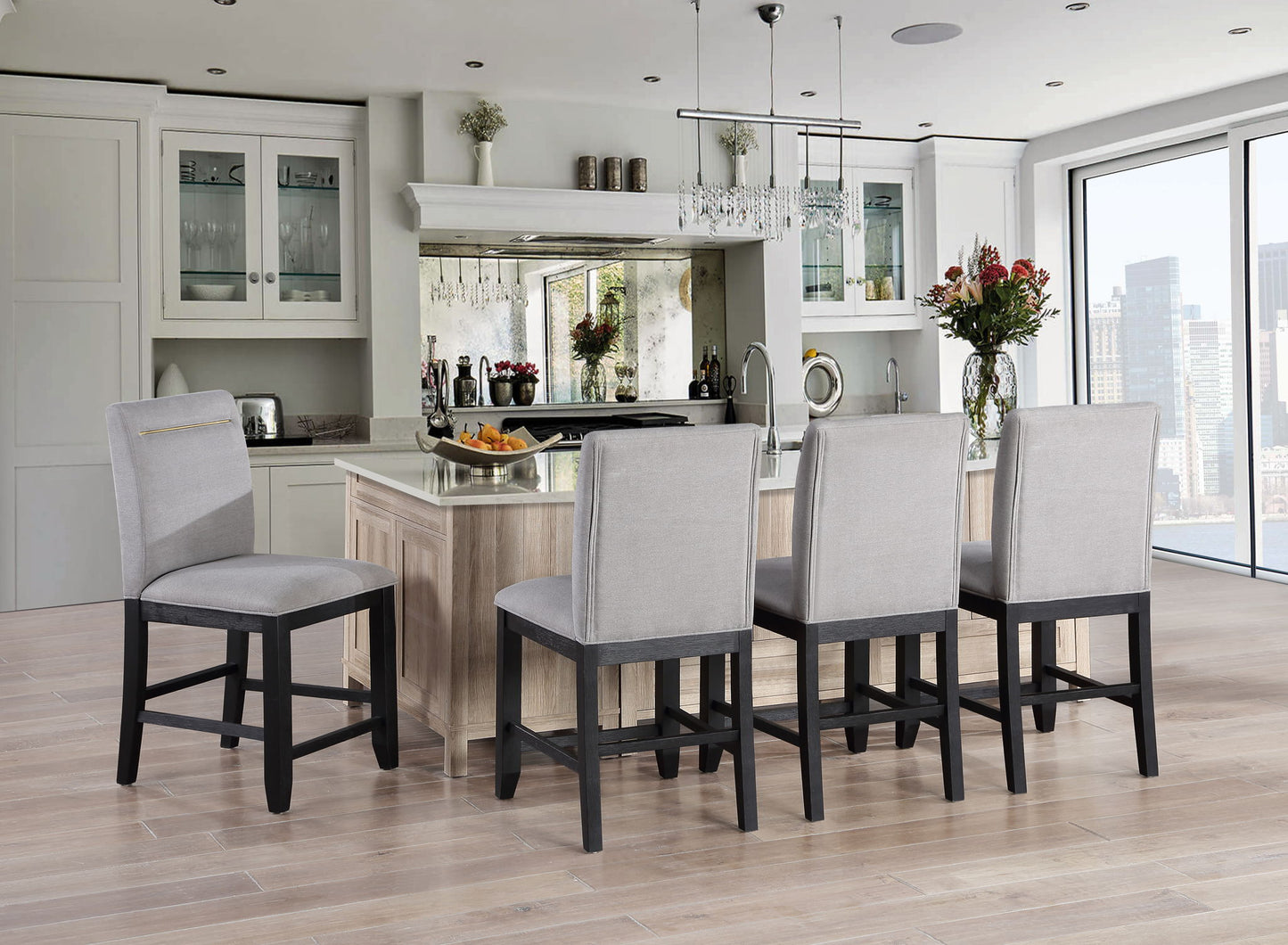 Yves - Counter Chair (Set of 2) - Gray - Hornell Furniture Outlet