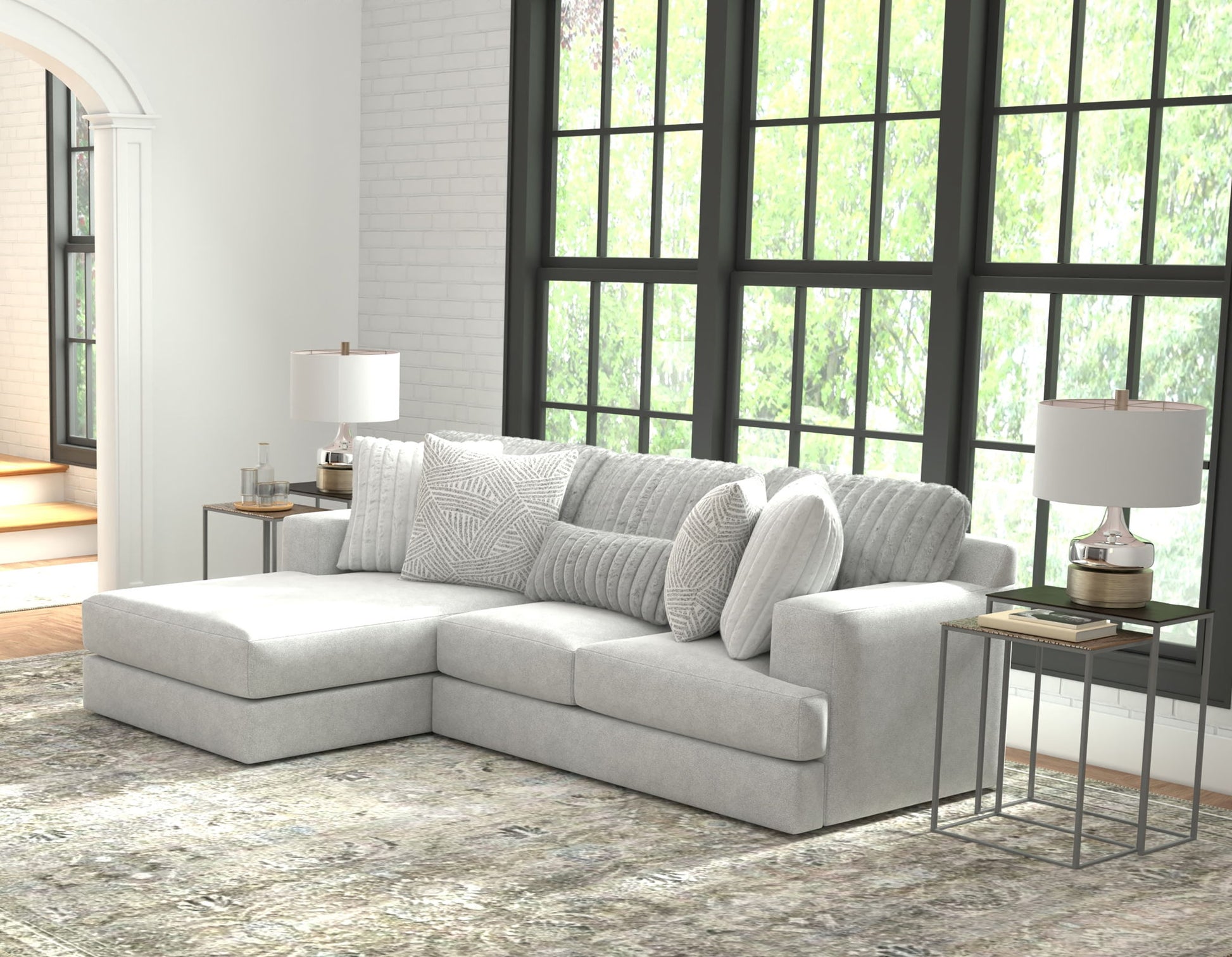 Logan - Upholstered Sectional With Comfort Coil Seating And Accent Pillows Included - Hornell Furniture Outlet