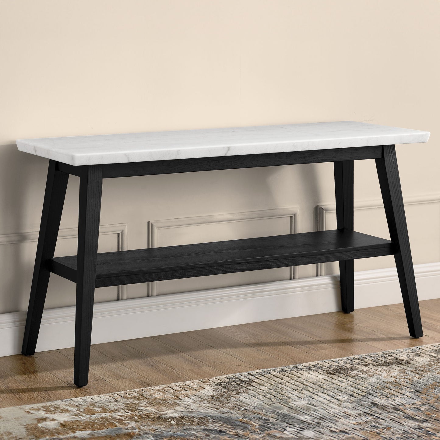 Vida - Marble Top Sofa Table - Black / White - Hornell Furniture Outlet