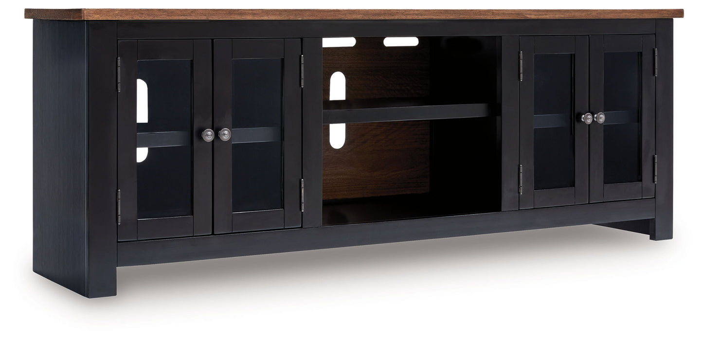 Wildenauer - Brown / Black - XL TV Stand With Fireplace Option - Hornell Furniture Outlet