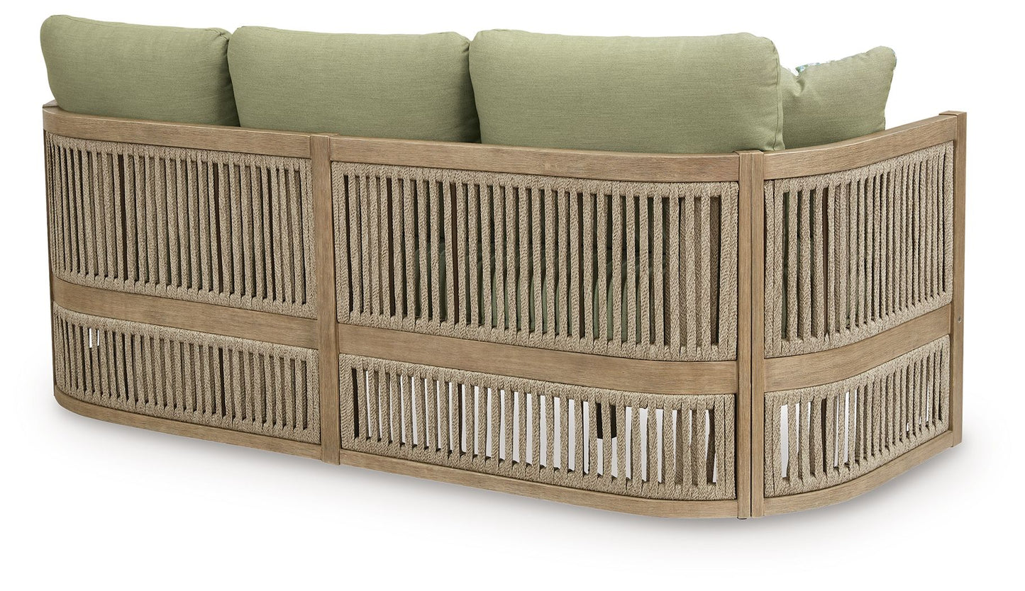 Serena Shores - Beige / Green - Sofa With Cushion - Hornell Furniture Outlet