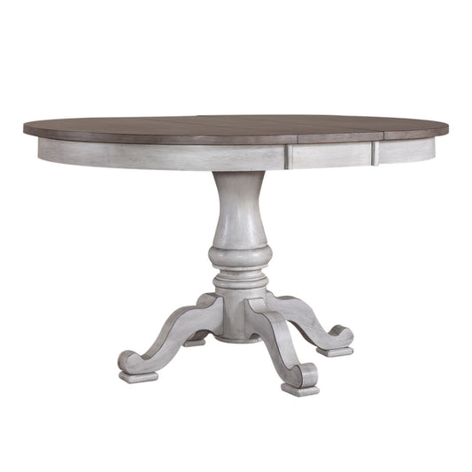 Ocean Isle - 5 Piece Pedestal Table Set - Antique White - Hornell Furniture Outlet