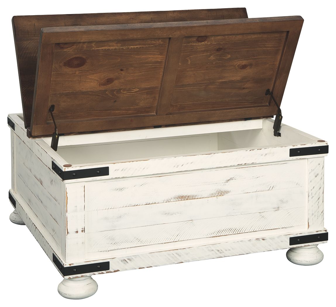 Wystfield - White / Brown - Cocktail Table with Storage - Hornell Furniture Outlet