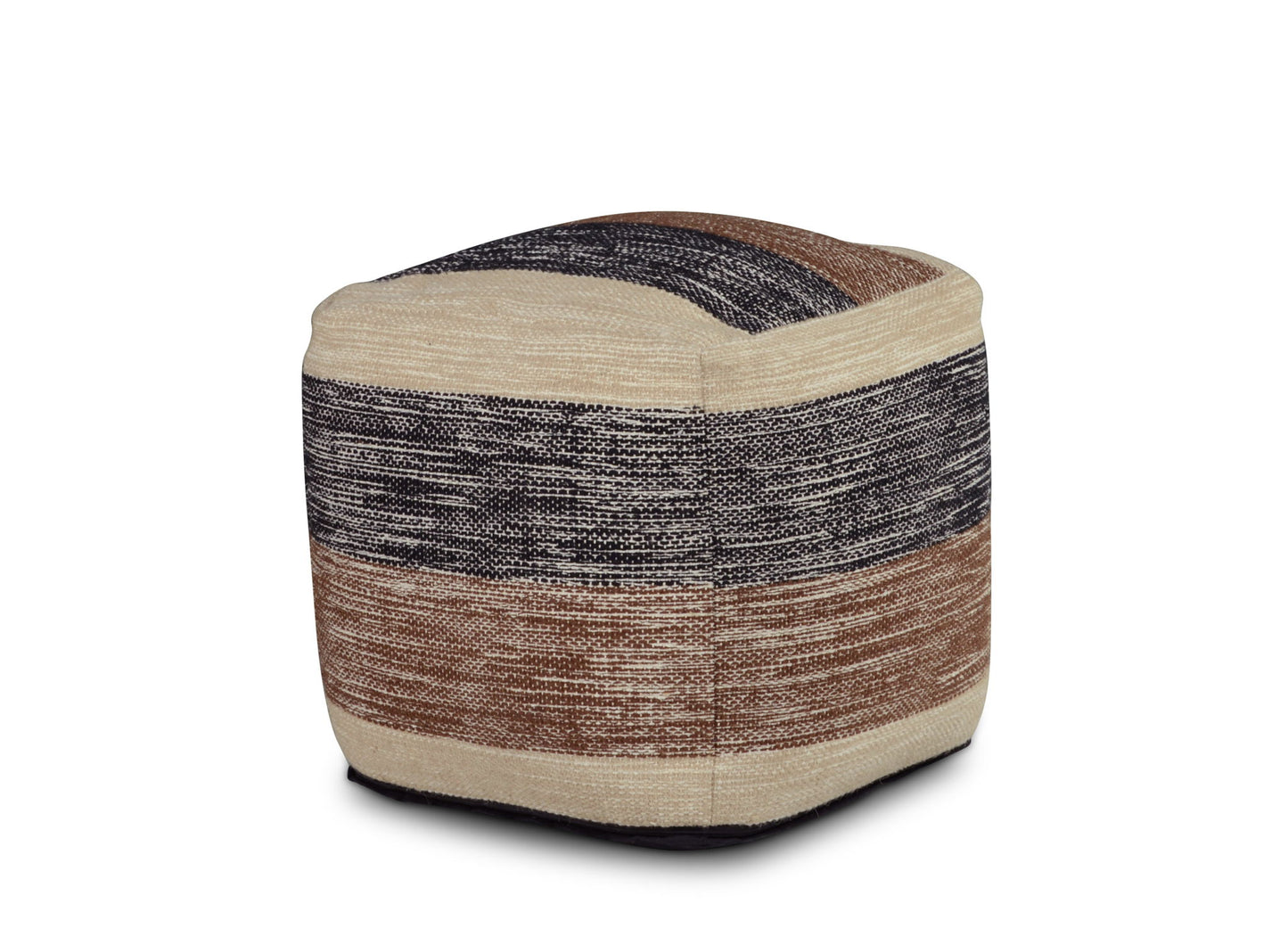 Jamal - Square Handwoven Woolen Pouf - Beige - Hornell Furniture Outlet