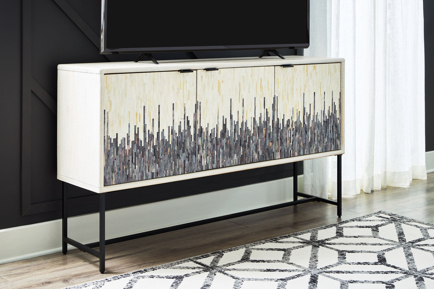Freyton - White / Gray - Accent Cabinet - Hornell Furniture Outlet
