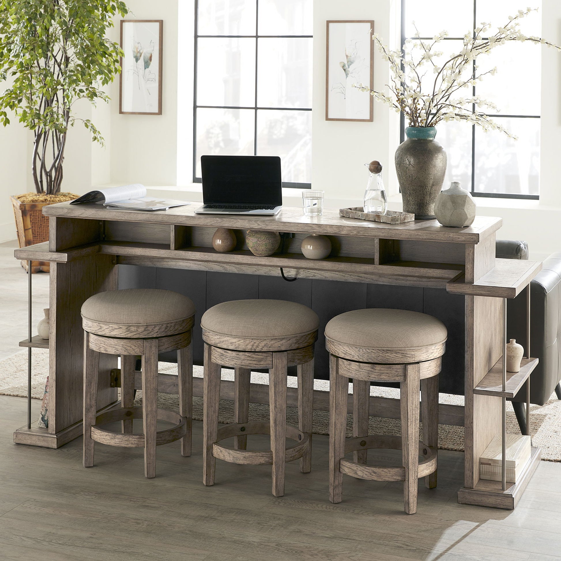 City Scape - 4 Piece Console Set - Burnished Beige - Hornell Furniture Outlet