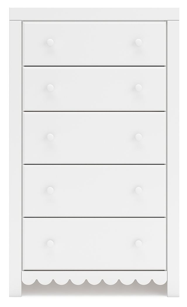 Mollviney - White - Five Drawer Chest - Hornell Furniture Outlet