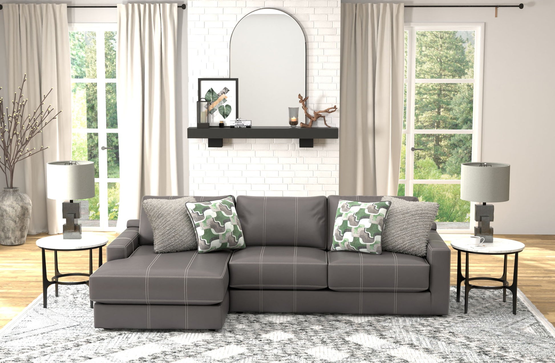 Minori - Italian Leather Sectional - Hornell Furniture Outlet