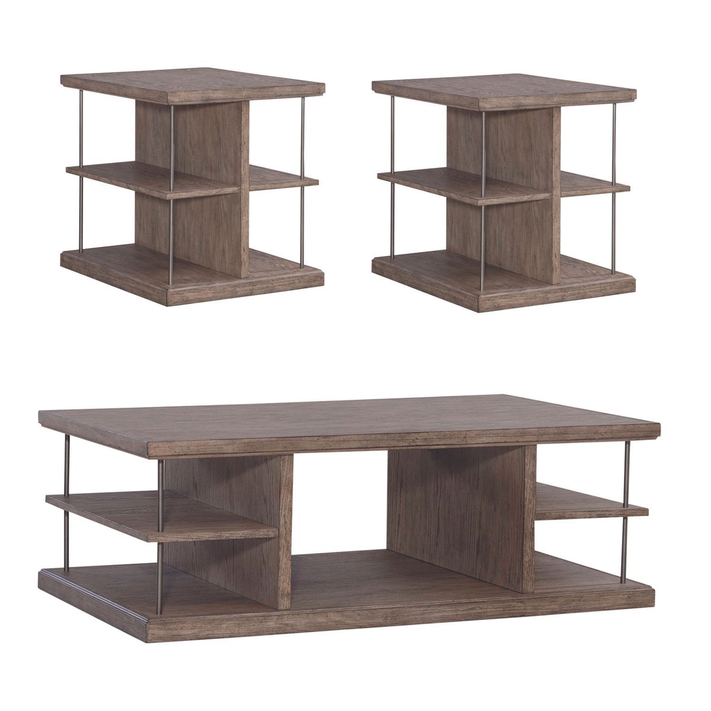 City Scape - 3 Piece Table Set - Burnished Beige - Hornell Furniture Outlet