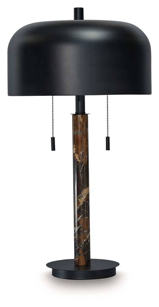 Alanbert - Brown / Black - Metal Table Lamp - Hornell Furniture Outlet