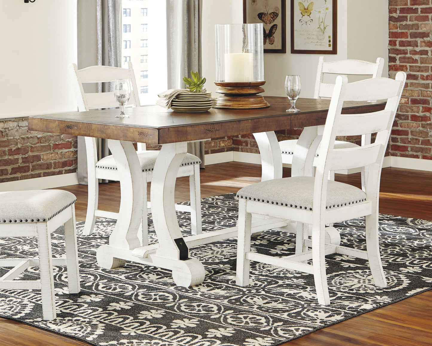 Valebeck - White / Brown - Rectangular Dining Room Table - Hornell Furniture Outlet