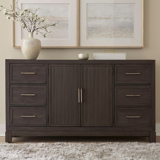 Modern Edge - 2 Door 6 Drawer Dresser - Brown - Hornell Furniture Outlet