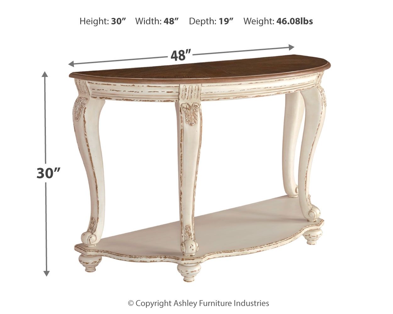 Realyn - White / Brown - Sofa Table - Hornell Furniture Outlet