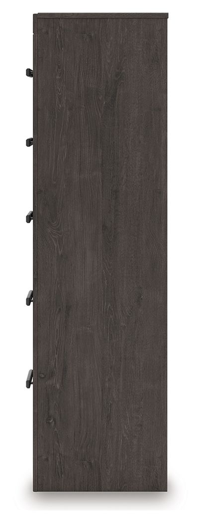 Prendonea - Charcoal - Five Drawer Chest - Hornell Furniture Outlet