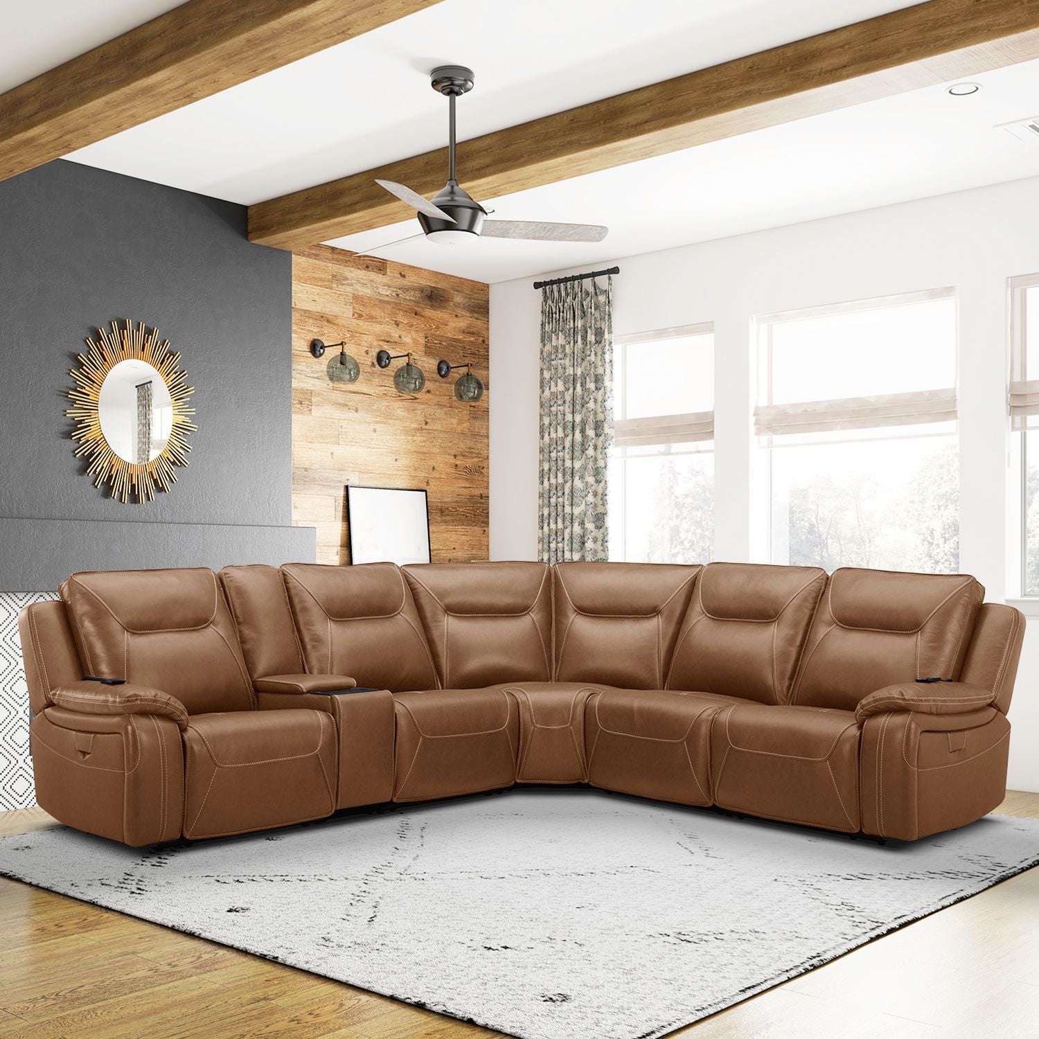 Callihan - 6 Piece Sectional - Brown - Hornell Furniture Outlet