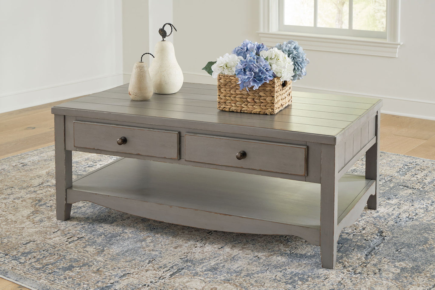 Charina - Antique Gray - Rectangular Cocktail Table - Hornell Furniture Outlet