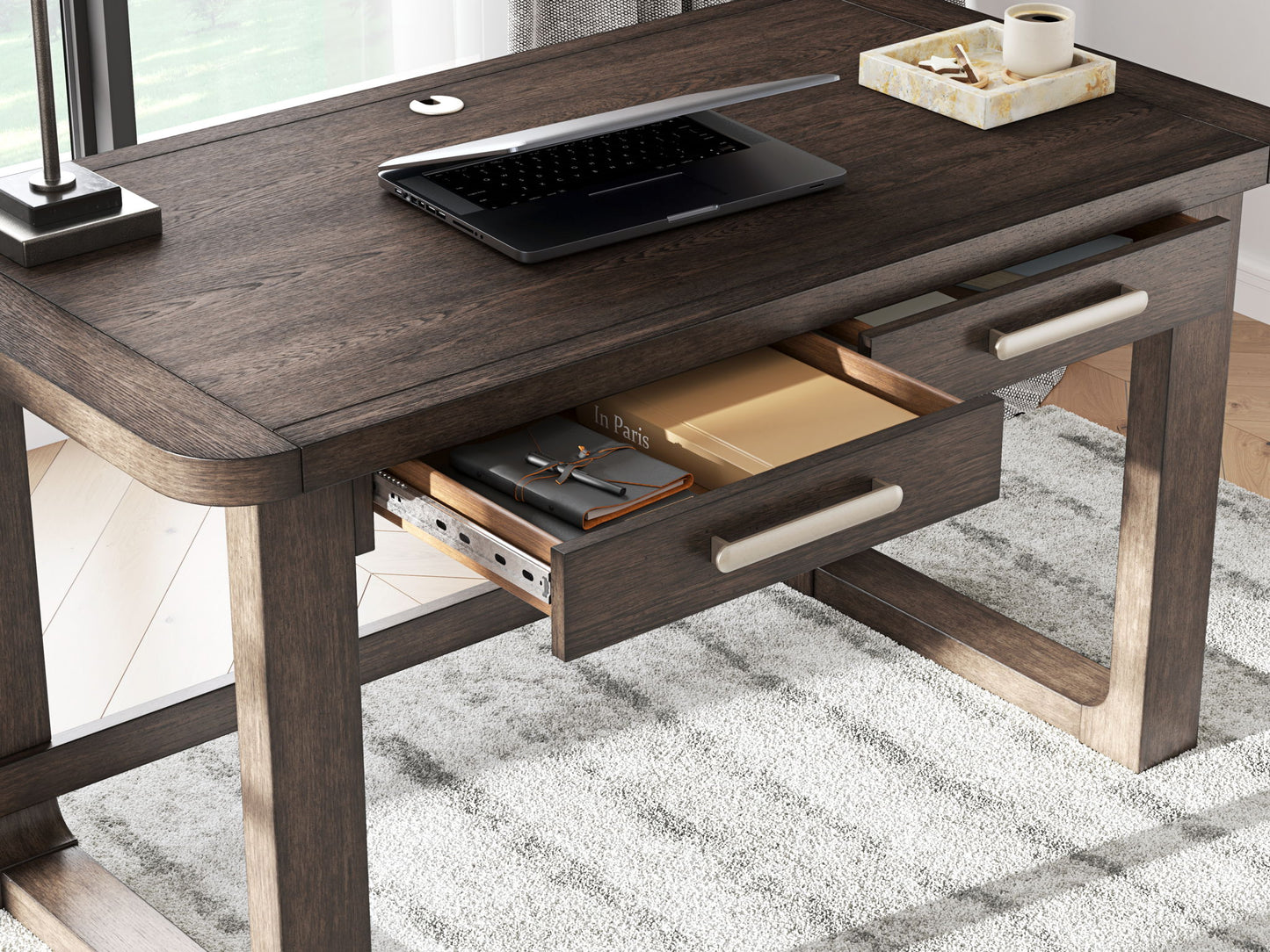 Breckington - Dark Brown - Home Office Desk - Hornell Furniture Outlet
