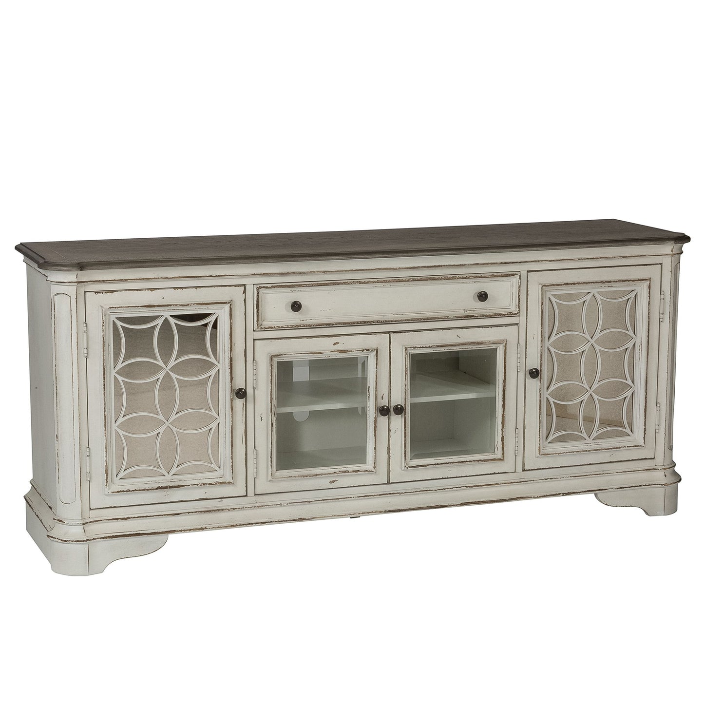 Magnolia Manor - EnteRTAinment TV Stand - Weathered Bisque - Hornell Furniture Outlet