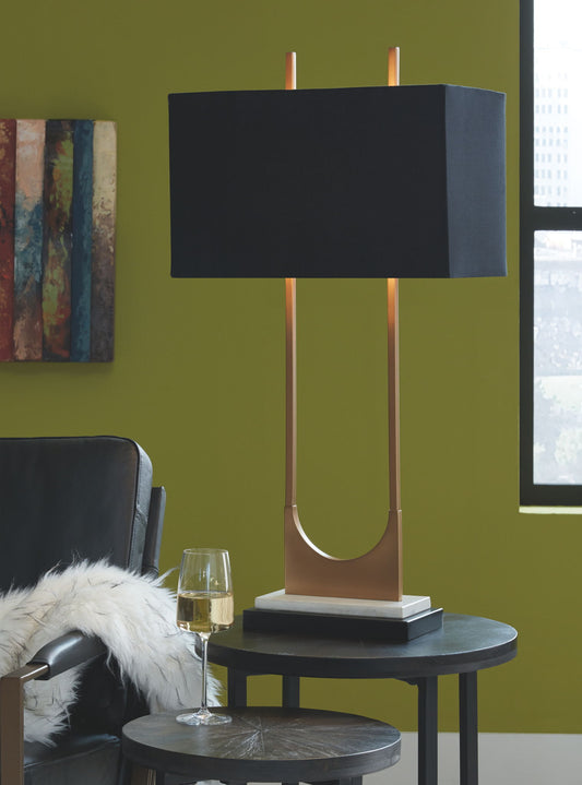 Malana - Brass Finish - Metal Table Lamp - Hornell Furniture Outlet