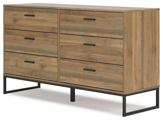 Deanlow - Honey - Six Drawer Dresser - Hornell Furniture Outlet