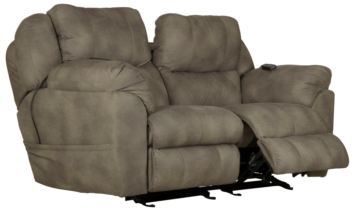 Flynn - Power Lay Flat Rocking Loveseat With Power Adjustable Headrest & Lumbar And Dual Heat & Massage - Fig - Hornell Furniture Outlet