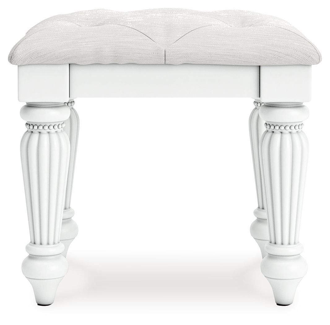 Kozlani - Vanity Upholstered Stool - White - Hornell Furniture Outlet