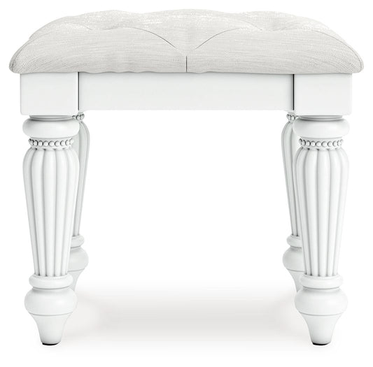 Kozlani - Vanity Upholstered Stool - White - Hornell Furniture Outlet