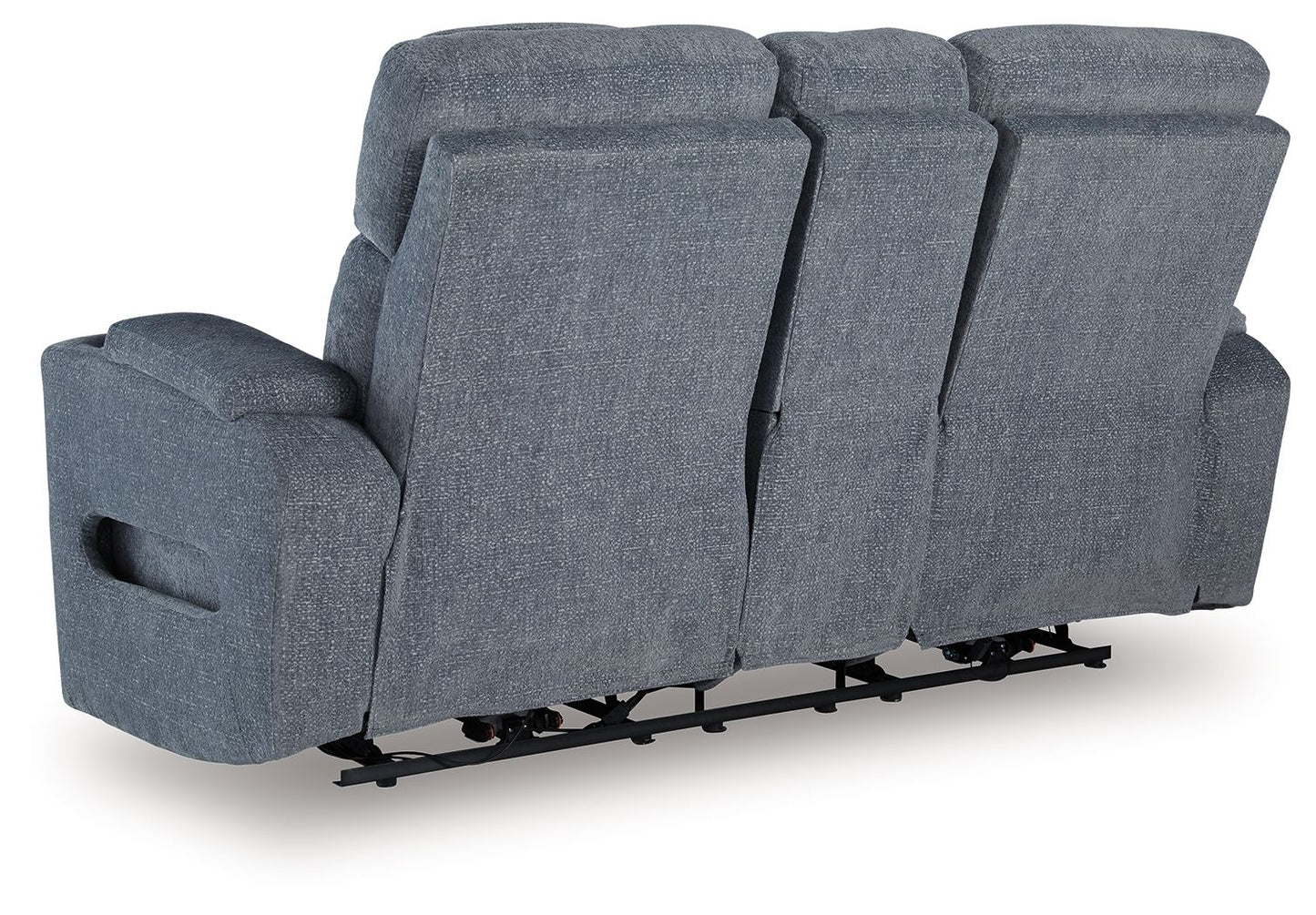 Studio Cave - Steel - Power Reclining Loveseat with Console - Hornell Furniture Outlet