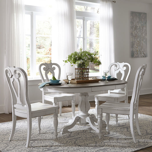 Magnolia Manor - Pedestal Table Set With Upholstered Chairs - Hornell Furniture Outlet
