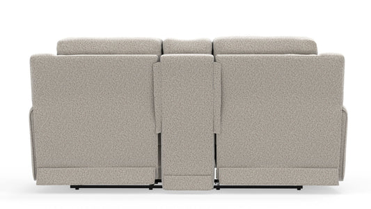 Micah - Power Headrest Power Deep Seat Reclining Console Loveseat - Oatmeal - Hornell Furniture Outlet