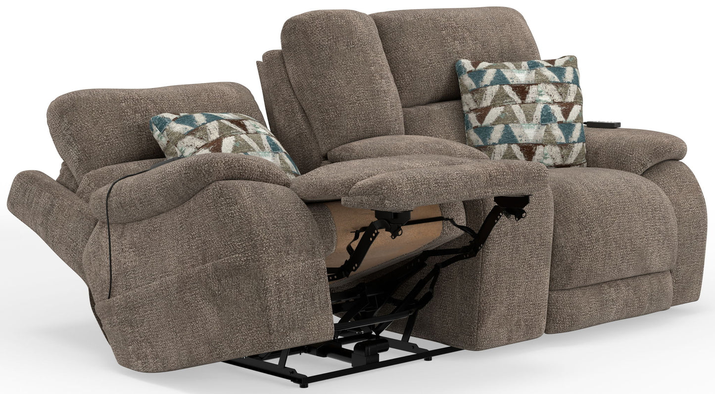 Joya - Power Zero Gravity Reclining Console Loveseat With Power Adjustable Headrest And CR3 Heat/Massage/Lumbar/ZG - Mushroom - Hornell Furniture Outlet