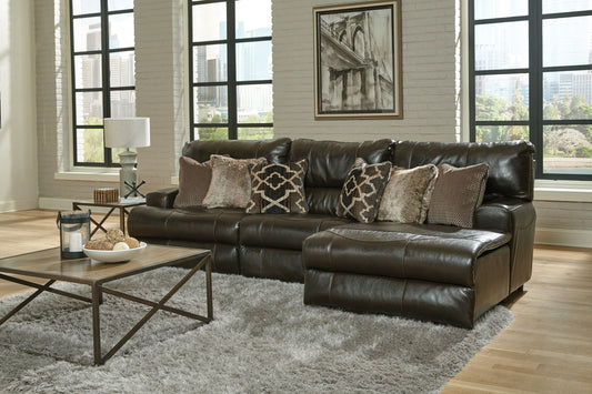 Como - 3 Piece Italian Leather Match Reclining Sectional - Hornell Furniture Outlet