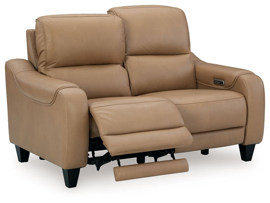 Mosswell - Power Reclining Loveseat With Adj Headrest - Toffee - Hornell Furniture Outlet