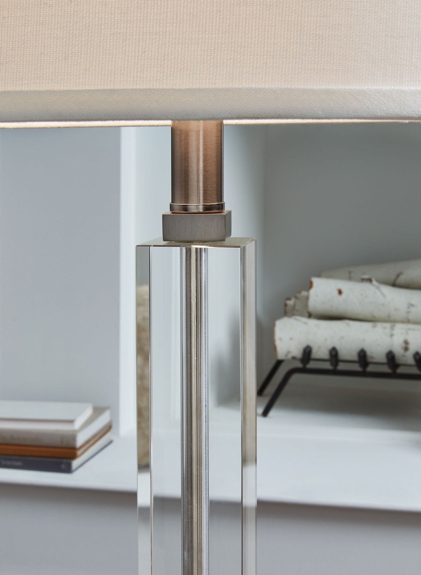 Deccalen - Clear / Silver Finish - Crystal Table Lamp - Hornell Furniture Outlet