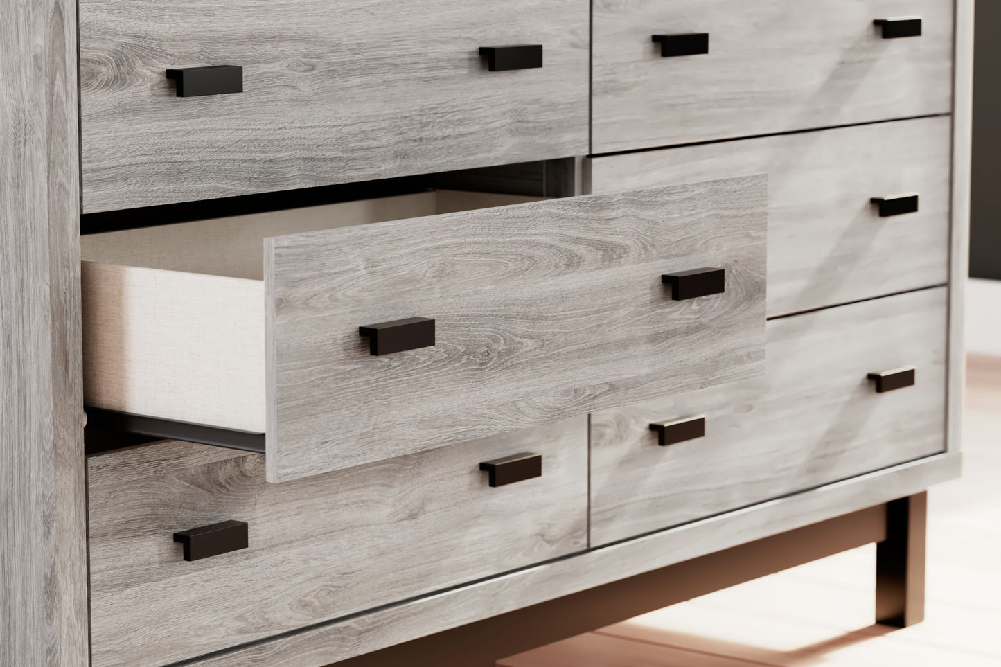 Vessalli - Black / Gray - Six Drawer Dresser - Hornell Furniture Outlet