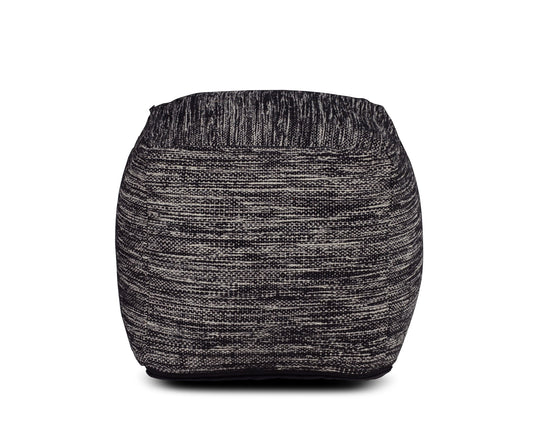 Omari - Square Handwoven Woolen Pouf - Black - Hornell Furniture Outlet