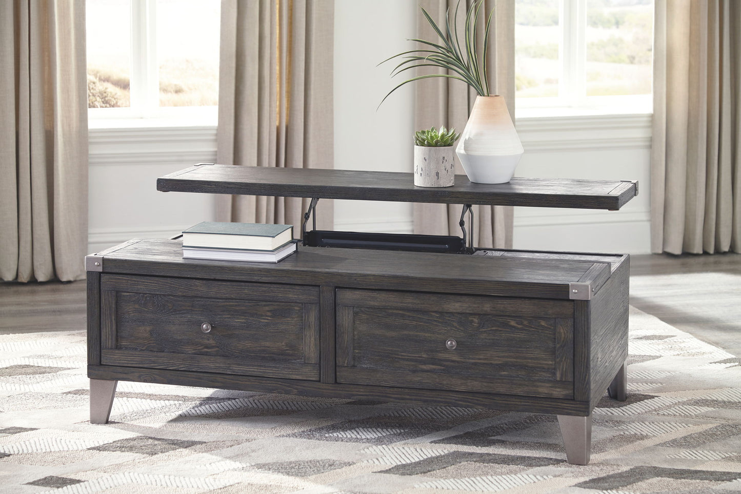 Todoe - Dark Gray - Lift Top Cocktail Table - Hornell Furniture Outlet