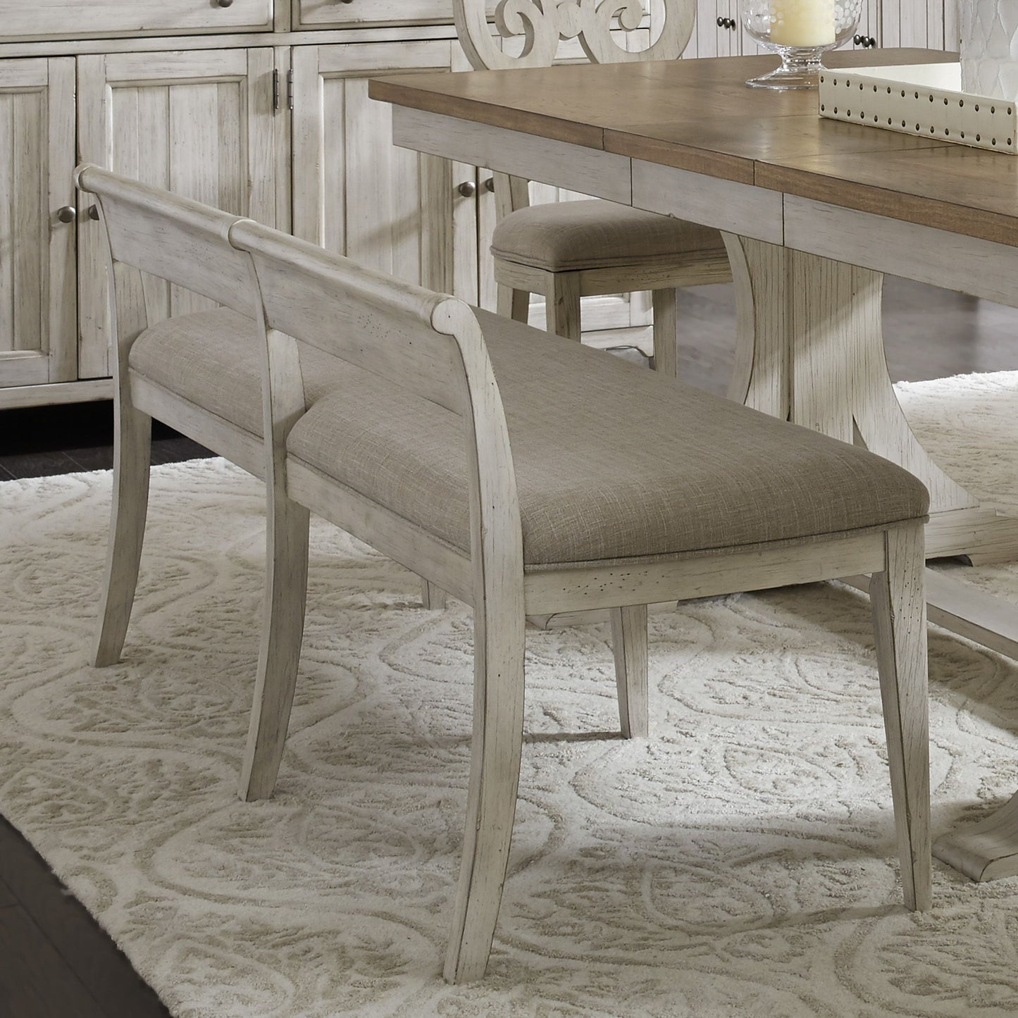 Farmhouse Reimagined - Upholstered Bench - White - Hornell Furniture Outlet